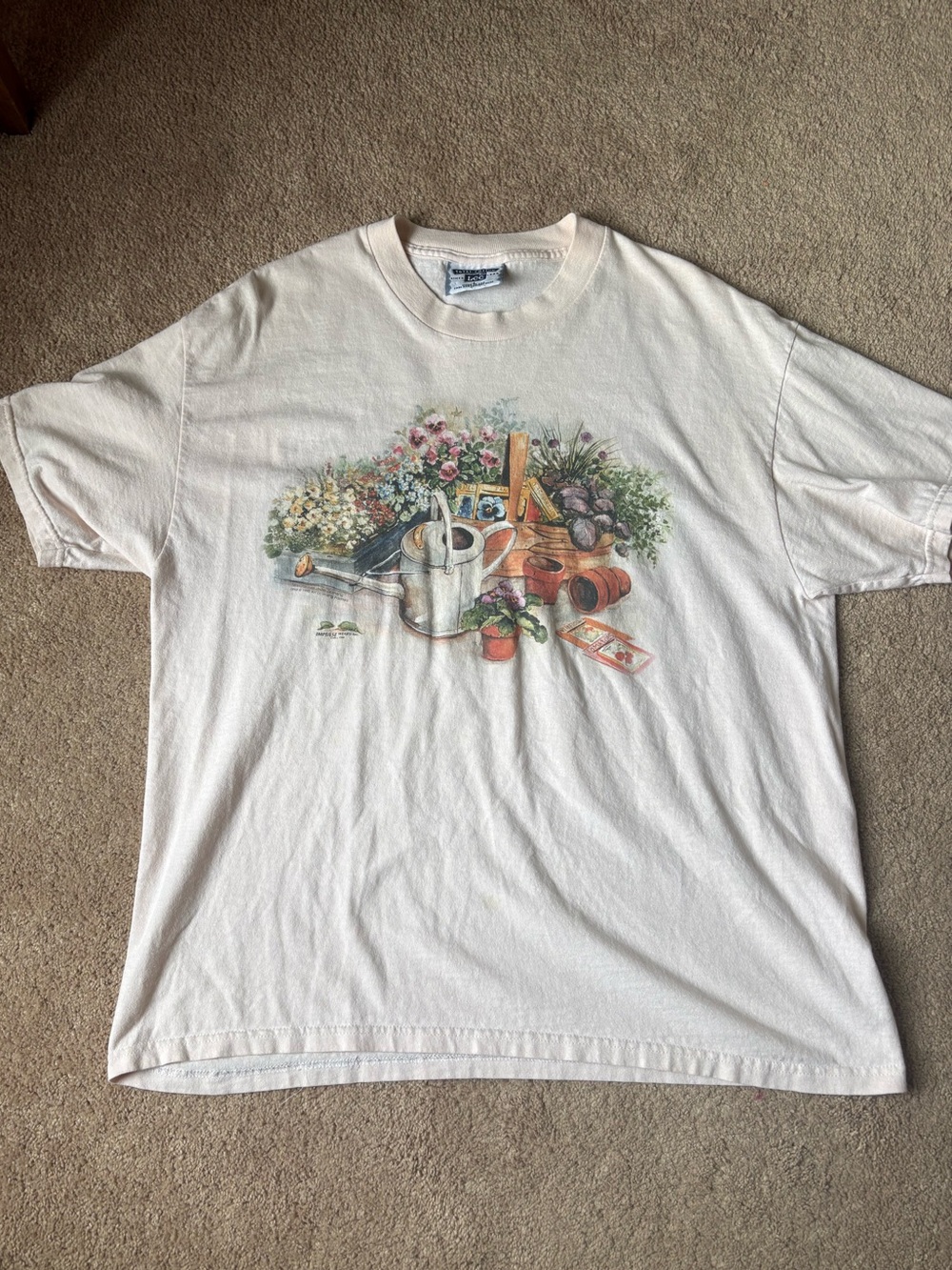 Lee Vintage Cream Crewneck Cotton Tee with Branded Neck Label